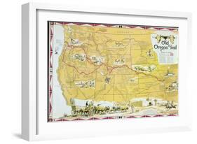 Map of the Old Oregon Trail-American School-Framed Giclee Print