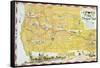 Map of the Old Oregon Trail-American School-Framed Stretched Canvas