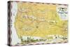 Map of the Old Oregon Trail-American School-Stretched Canvas