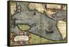 Map of the Pacific Ocean-Abraham Ortelius-Framed Stretched Canvas