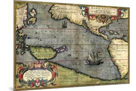 Map of the Pacific Ocean-Abraham Ortelius-Mounted Giclee Print