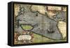 Map of the Pacific Ocean-Abraham Ortelius-Framed Stretched Canvas