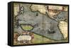 Map of the Pacific Ocean-Abraham Ortelius-Framed Stretched Canvas