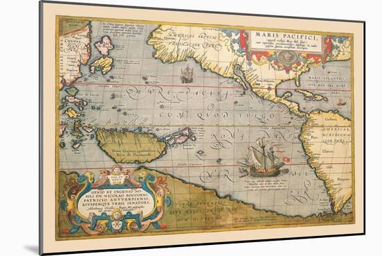 Map of the Pacific Ocean-Abraham Ortelius-Mounted Art Print