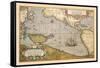 Map of the Pacific Ocean-Abraham Ortelius-Framed Stretched Canvas