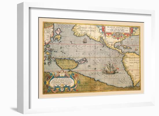 Map of the Pacific Ocean-Abraham Ortelius-Framed Art Print