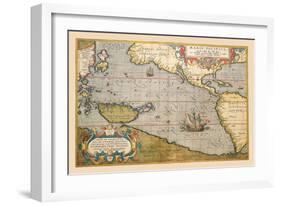 Map of the Pacific Ocean-Abraham Ortelius-Framed Art Print