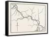 Map of the Panama Railroad, Panama, 1870s-null-Framed Stretched Canvas