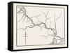 Map of the Panama Railroad, Panama, 1870s-null-Framed Stretched Canvas