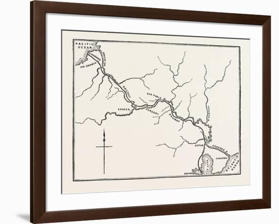 Map of the Panama Railroad, Panama, 1870s-null-Framed Giclee Print