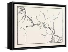 Map of the Panama Railroad, Panama, 1870s-null-Framed Stretched Canvas