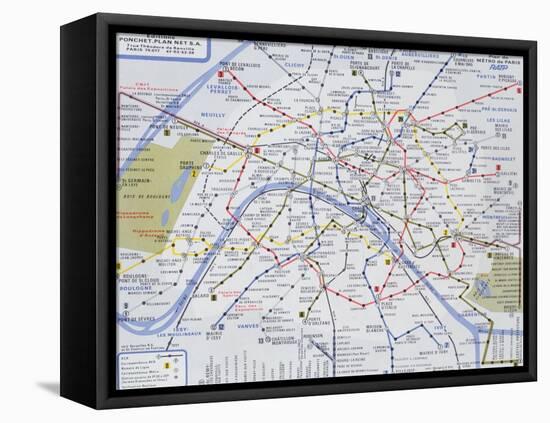 Map of the Paris Metro, 1989-null-Framed Stretched Canvas