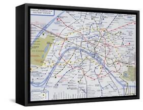 Map of the Paris Metro, 1989-null-Framed Stretched Canvas