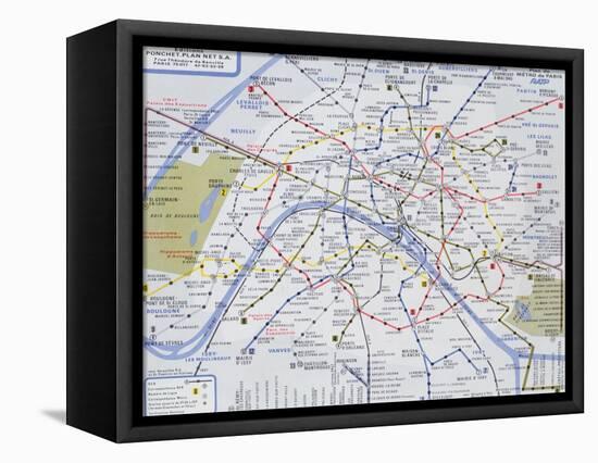 Map of the Paris Metro, 1989-null-Framed Stretched Canvas