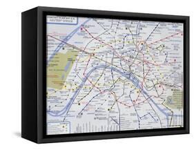 Map of the Paris Metro, 1989-null-Framed Stretched Canvas