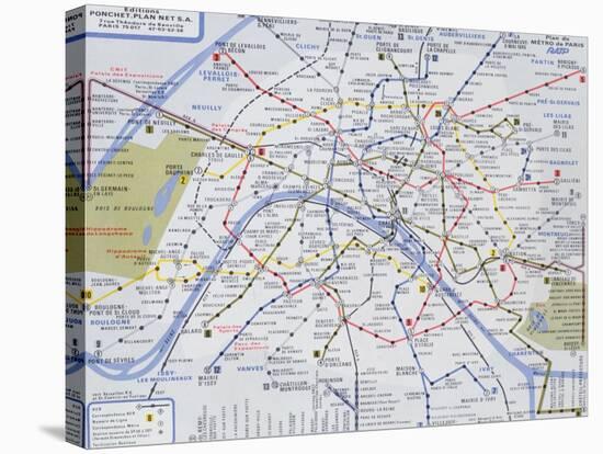 Map of the Paris Metro, 1989-null-Stretched Canvas