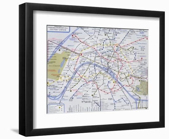 Map of the Paris Metro, 1989-null-Framed Giclee Print