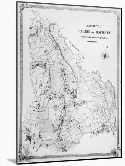 Map of the Parish of Hackney, Surveyed by John Rocque-null-Mounted Giclee Print