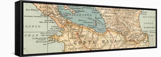 Map of the proposed Nicaragua Canal-Encyclopaedia Britannica-Framed Stretched Canvas