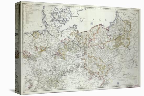 Map of the Prussian States in 1799-German School-Stretched Canvas