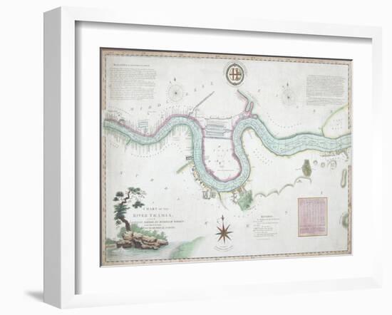 Map of the River Thames from London Bridge to Woolwich, 1802-null-Framed Giclee Print