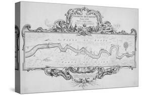 Map of the River Thames from Tilbury to Westminster, Passing Through Kent and Essex, 1740-Joseph Ames-Stretched Canvas