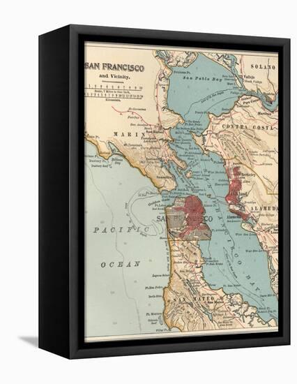 Map of the San Francisco Bay Area (C. 1900), Maps-Encyclopaedia Britannica-Framed Stretched Canvas