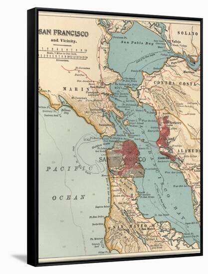 Map of the San Francisco Bay Area (C. 1900), Maps-Encyclopaedia Britannica-Framed Stretched Canvas