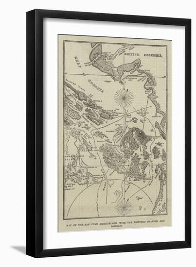 Map of the San Juan Archipelago, with the Disputed Channel and Boundary-null-Framed Giclee Print