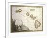 Map of the Sandwich Islands, Oceania, According to Discoveries of James Cook, Rome 1798-null-Framed Giclee Print