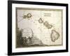 Map of the Sandwich Islands, Oceania, According to Discoveries of James Cook, Rome 1798-null-Framed Giclee Print