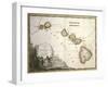 Map of the Sandwich Islands, Oceania, According to Discoveries of James Cook, Rome 1798-null-Framed Giclee Print