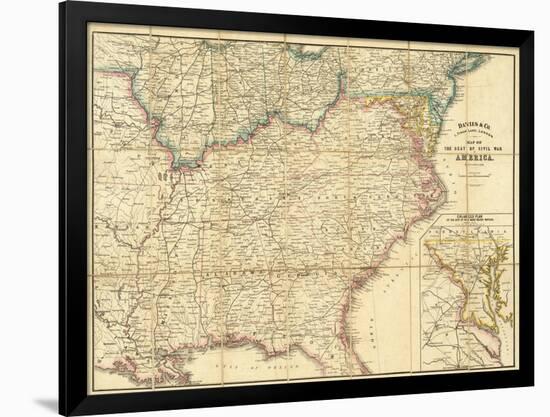 Map of the Seat of Civil War In America, c.1862-null-Framed Art Print