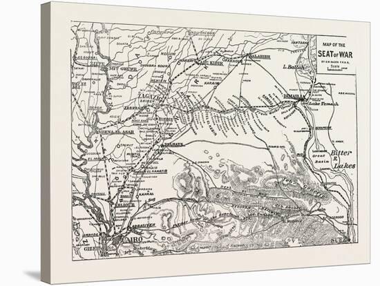 Map of the Seat of War, Egypt, 1882-null-Stretched Canvas