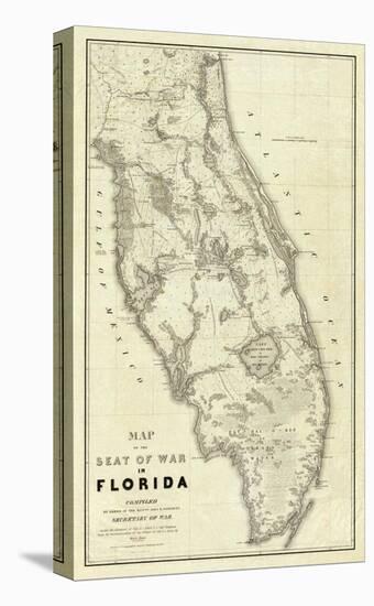 Map of the Seat of War in Florida, c.1838-Washington Hood-Stretched Canvas