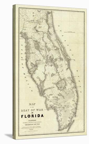 Map of the Seat of War in Florida, c.1838-Washington Hood-Stretched Canvas