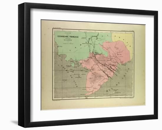 Map of the South of Vietnam and Cambodia-null-Framed Giclee Print