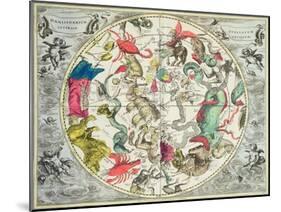 Map of the Southern Hemisphere, from The Celestial Atlas, or the Harmony of the Universe-Andreas Cellarius-Mounted Giclee Print