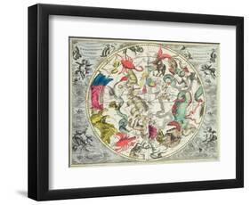 Map of the Southern Hemisphere, from The Celestial Atlas, or the Harmony of the Universe-Andreas Cellarius-Framed Premium Giclee Print