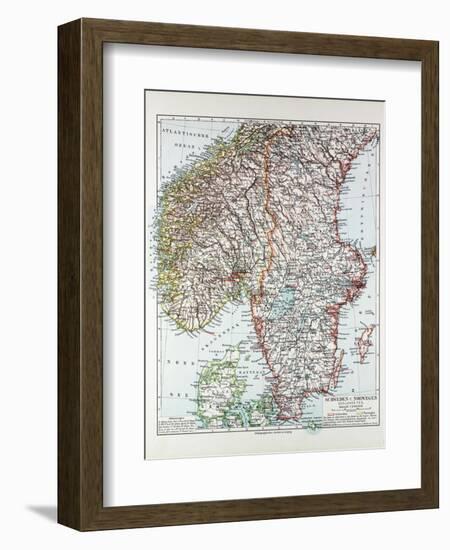 Map of the Southern Part of Norway and Sweden 1899-null-Framed Giclee Print