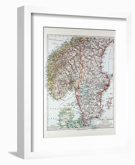 Map of the Southern Part of Norway and Sweden 1899-null-Framed Giclee Print