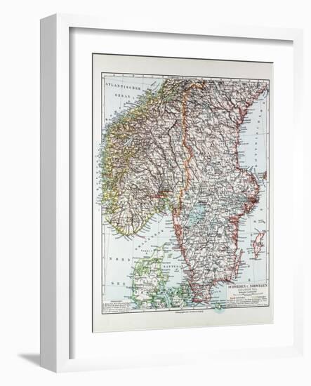 Map of the Southern Part of Norway and Sweden 1899-null-Framed Giclee Print