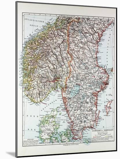 Map of the Southern Part of Norway and Sweden 1899-null-Mounted Giclee Print