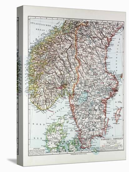 Map of the Southern Part of Norway and Sweden 1899-null-Stretched Canvas