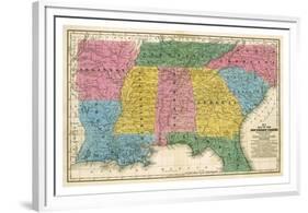 Map of the Southern States, c.1839-Samuel Augustus Mitchell-Framed Art Print