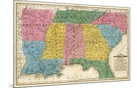 Map of the Southern States, c.1839-Samuel Augustus Mitchell-Mounted Art Print