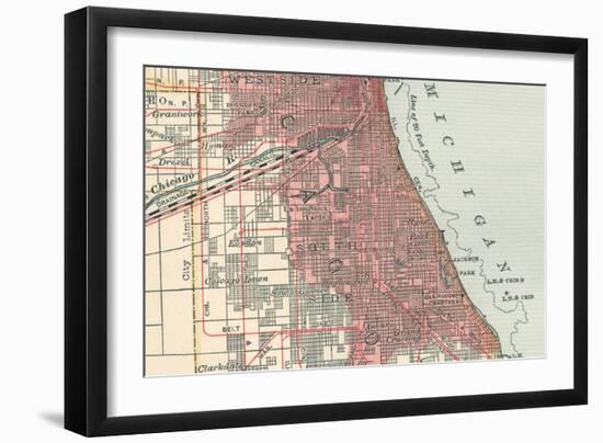 Map of the Southside of Chicago (C. 1900), Maps-Encyclopaedia Britannica-Framed Art Print