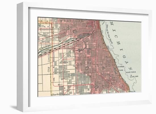 Map of the Southside of Chicago (C. 1900), Maps-Encyclopaedia Britannica-Framed Art Print