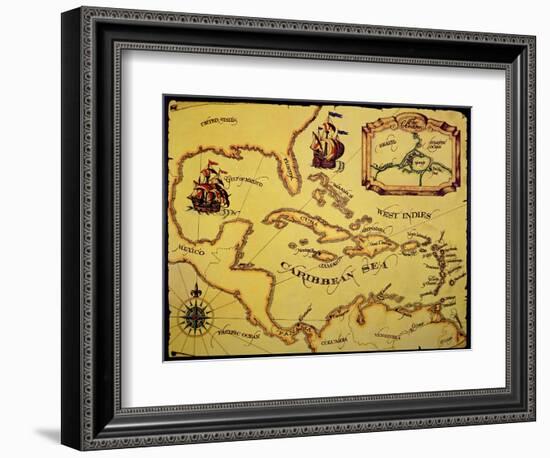 Map of the Spanish Main-null-Framed Giclee Print