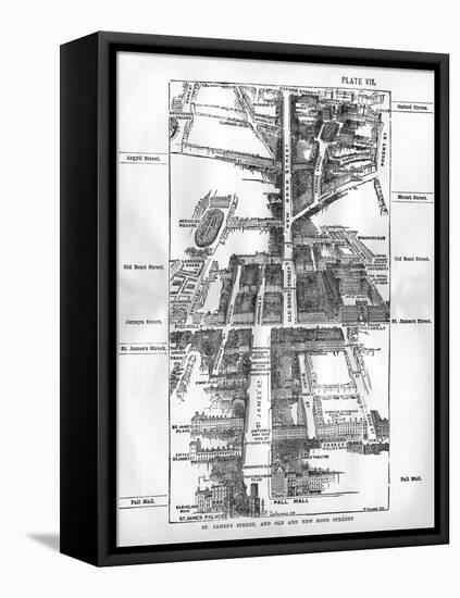 Map of the St. James's and Bond Street Areas of London-null-Framed Stretched Canvas